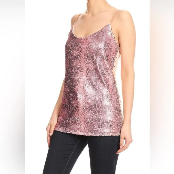 Anna-Kaci Matte Pink Snake Print Camisole Top. NWT - Picture 1 of 3